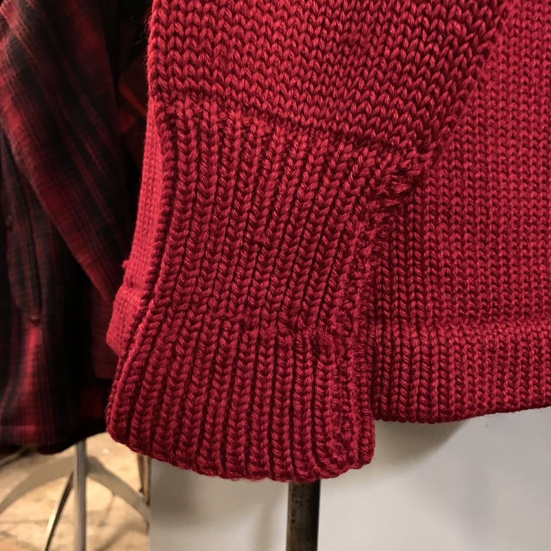 30s〜 Vintage Cardigan ショールカラー カーディガン ワインレッド