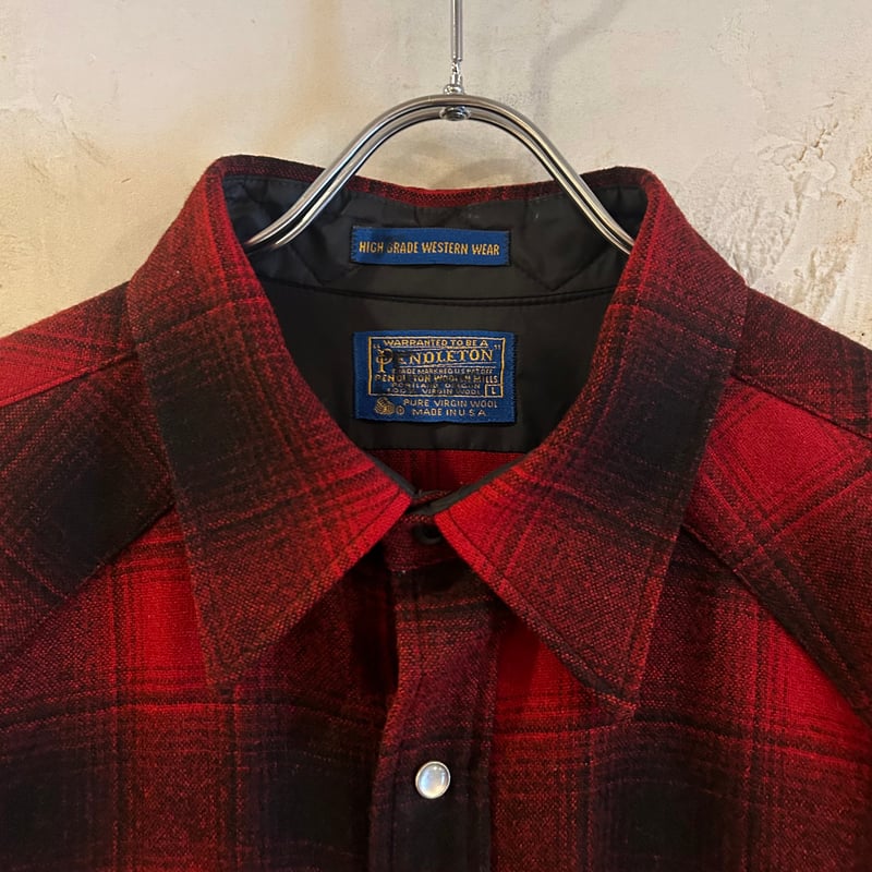 70s PENDLETON ウールチェックシャツ ペンドルトン オンブレチェック
