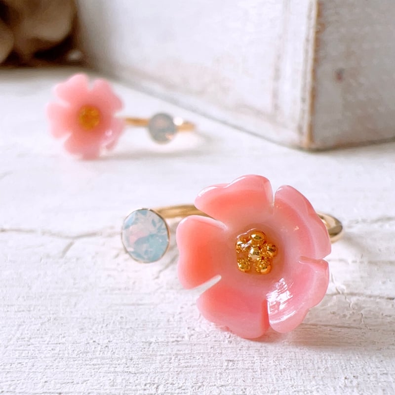 桜リング 約10号フリーサイズ / Sakura Ring🌸 size free 高品質クイー