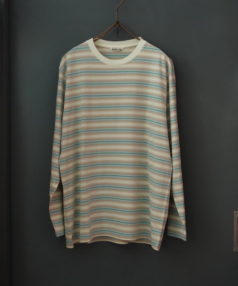AURALEE(MENS) / GRADIENT STRIPE JERSEY L/S TEE
