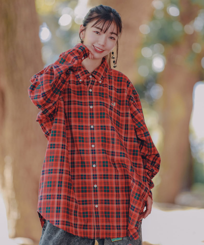 LIMITEDオーバーサイズチェックシャツ（RED×RED） | HATSUNEX