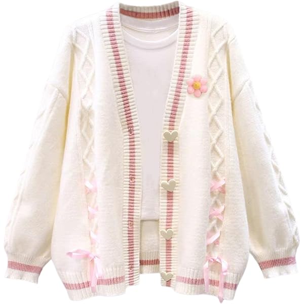 Amazon.com: ebossy Women's Ribbon Lace Up Cute Sweet Cable Knit