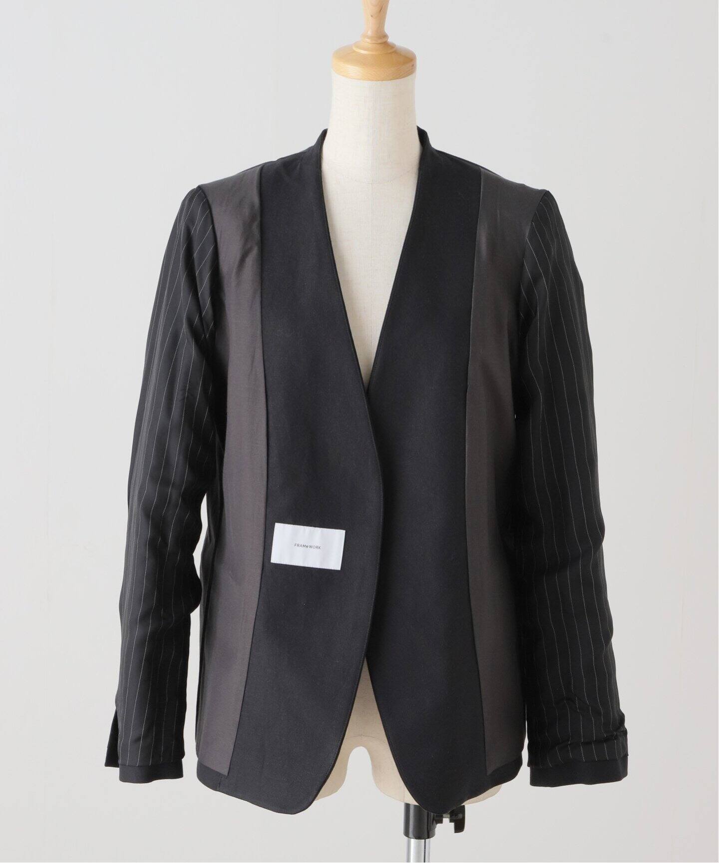 綿麻キャンバスノーカラージャケット（ノーカラージャケット