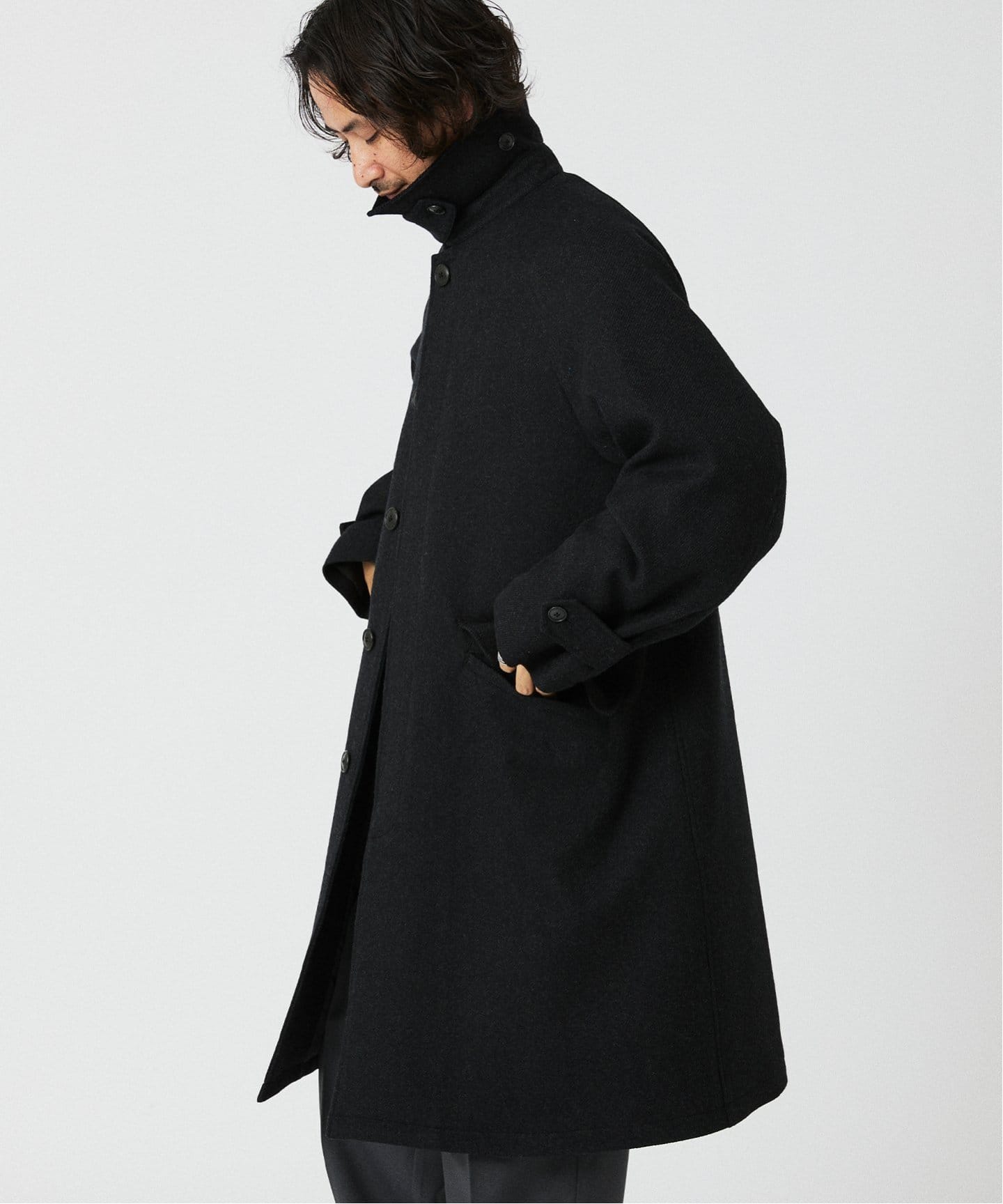 HIGH LAND WOOL オーバーサイズバルマカーンコート（ステンカラー
