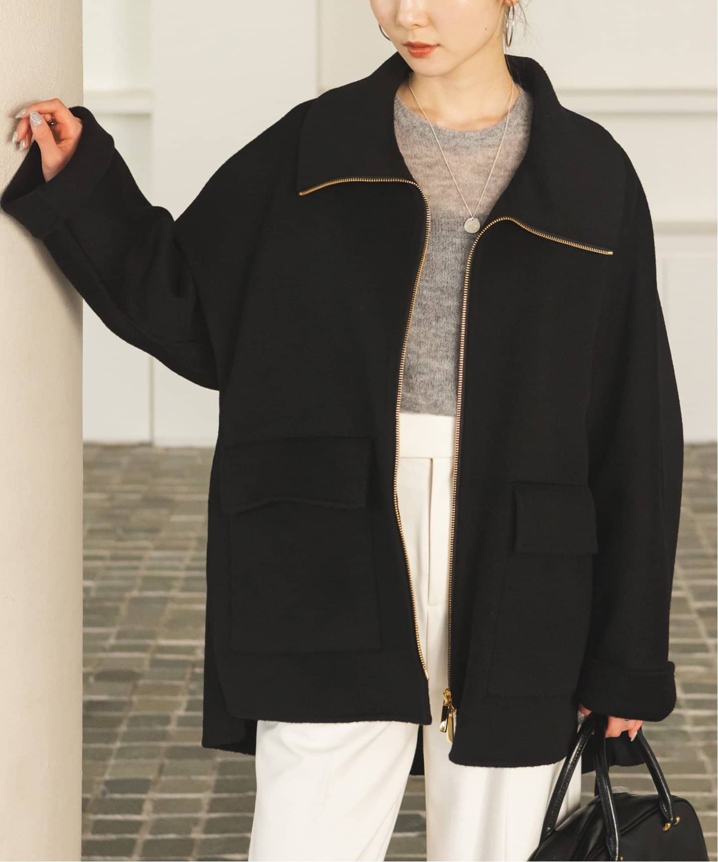 追加》キャメルミックスリバージップコート（その他ブルゾン／アウター