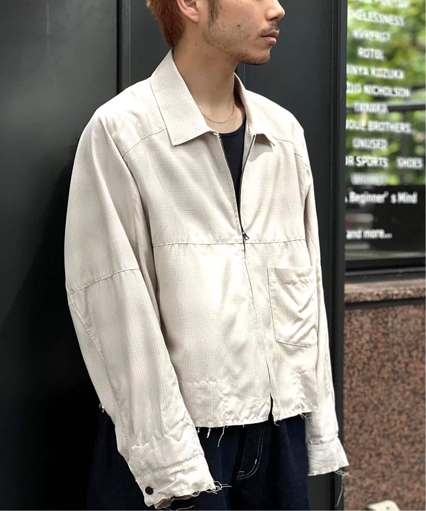 ANCELLM / アンセルム】 OMBRECHECK SHORT ZIPUP SHIRT ANCSH53- C