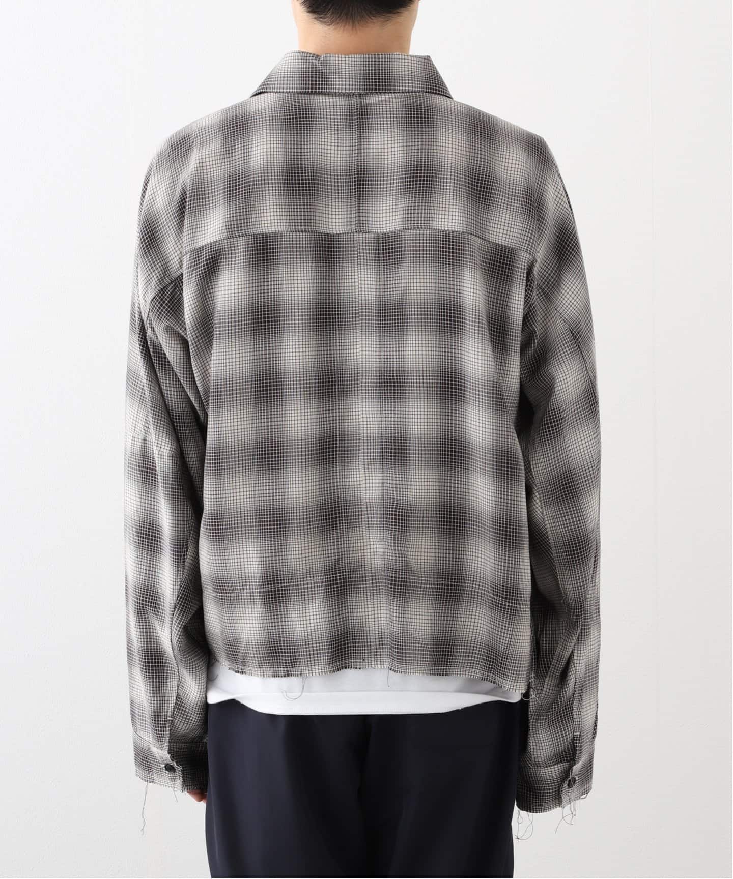 ANCELLM / アンセルム】 OMBRECHECK SHORT ZIPUP SHIRT ANCSH53- C