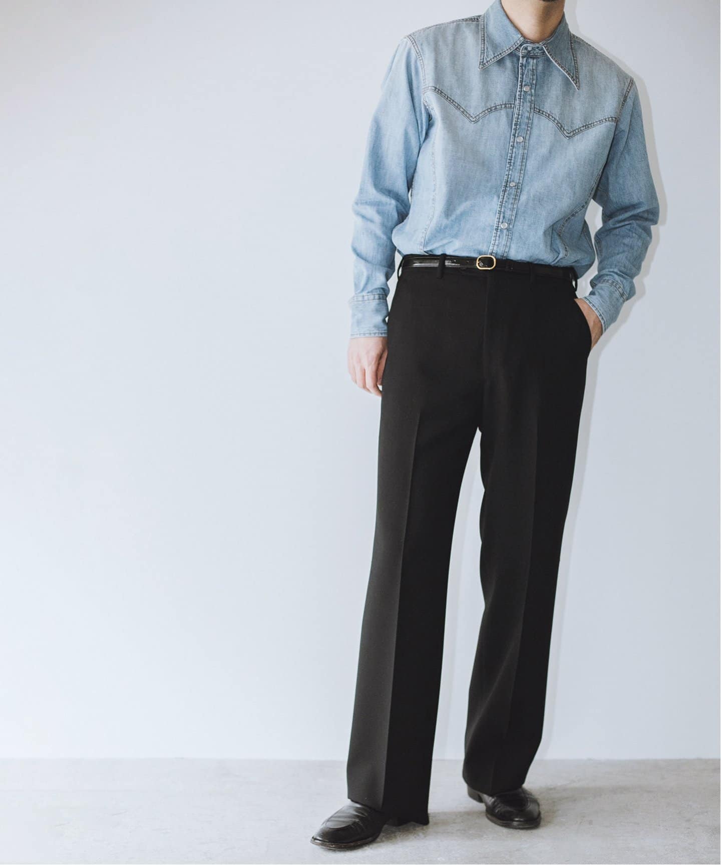 HUSBANDS / ハズバンズ】 別注 western shirt in denim H12ELE_