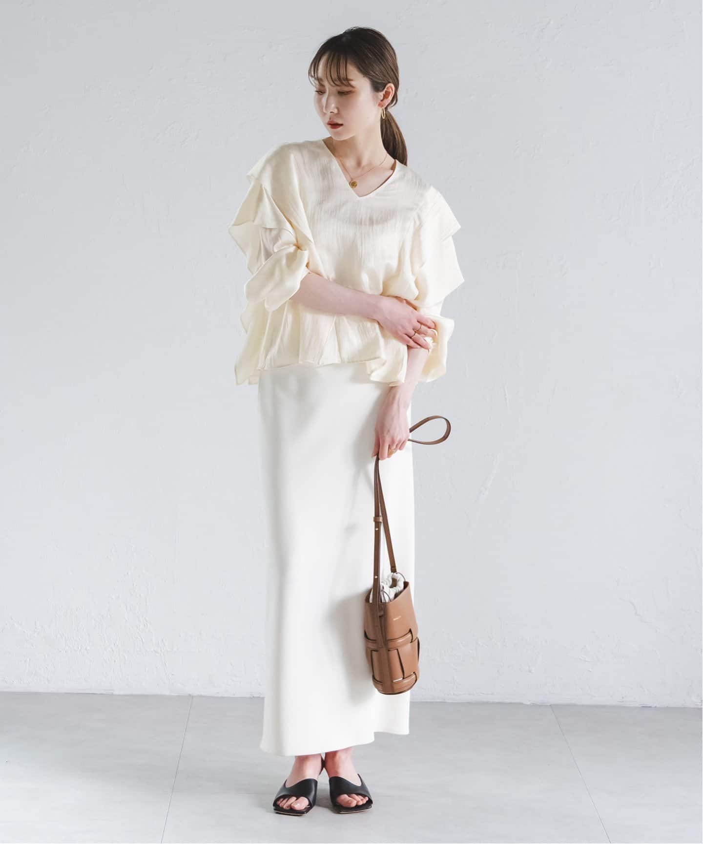 シボサテンレイヤースリーブブラウス（シャツ／ブラウス）｜NOBLE