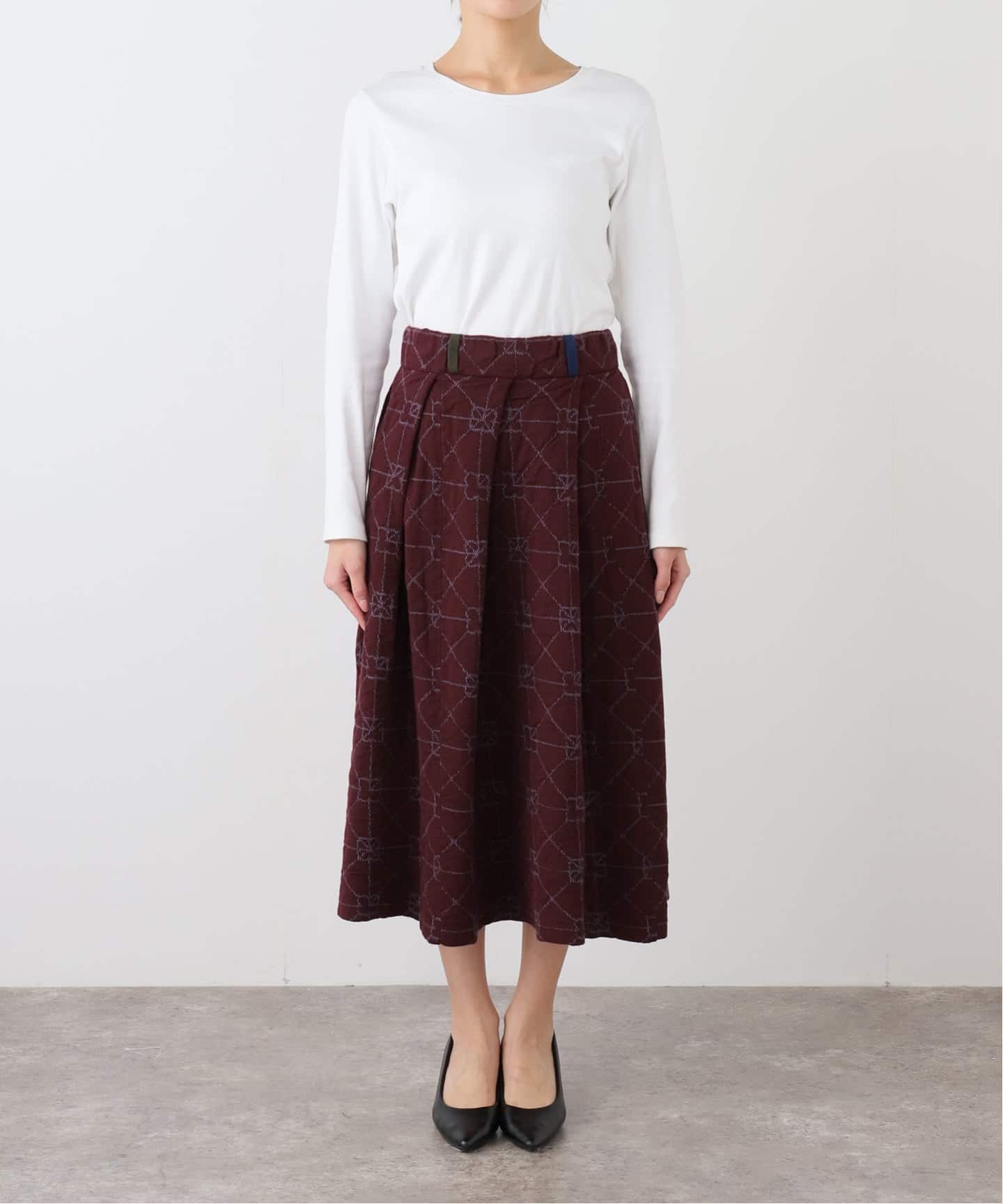 YANYAN MIDI BOX PLEAT SKIRT YYW251122：スカート（ロング・マキシ丈