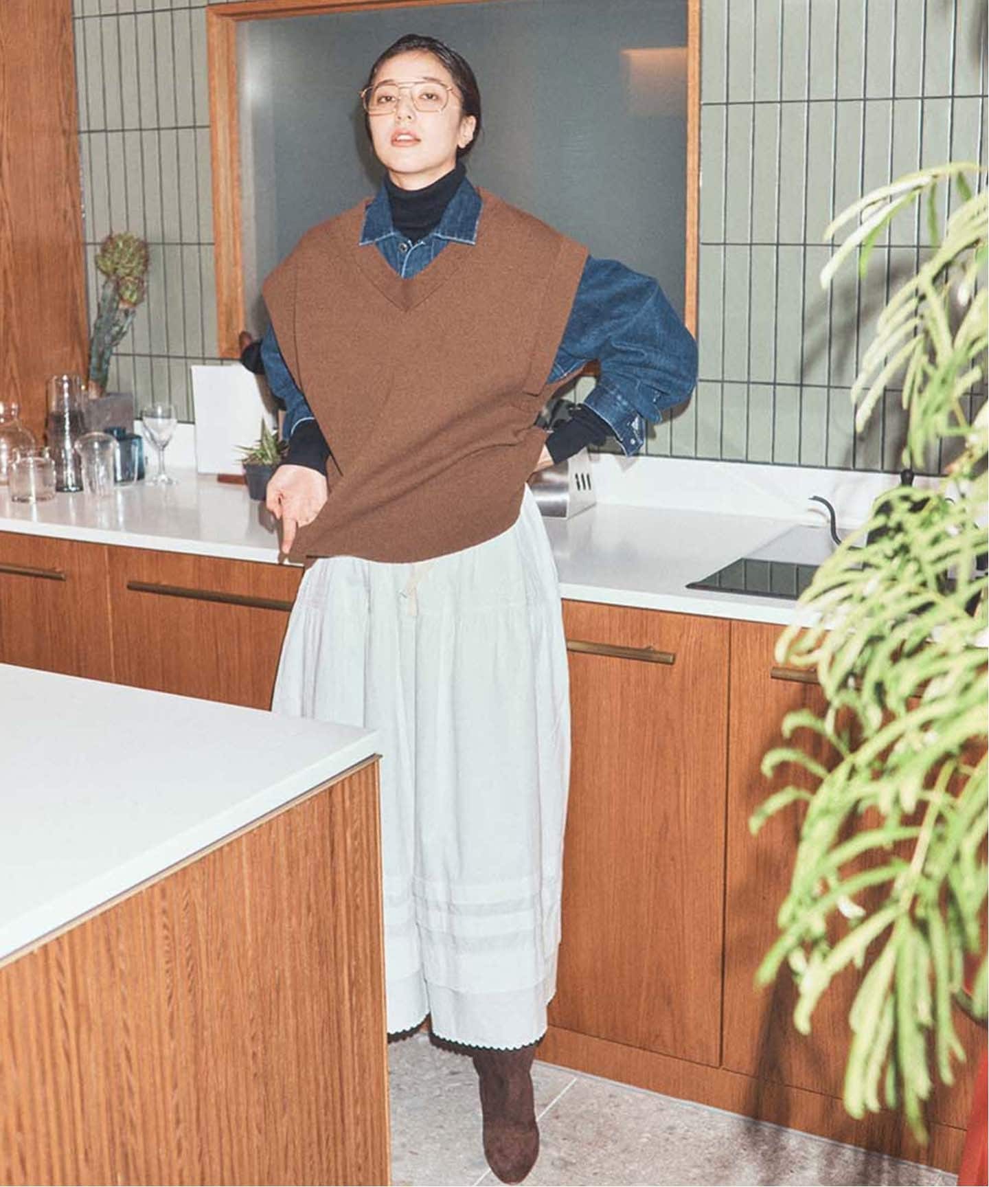 カットワークレースティアードスカート（ロング・マキシ丈スカート