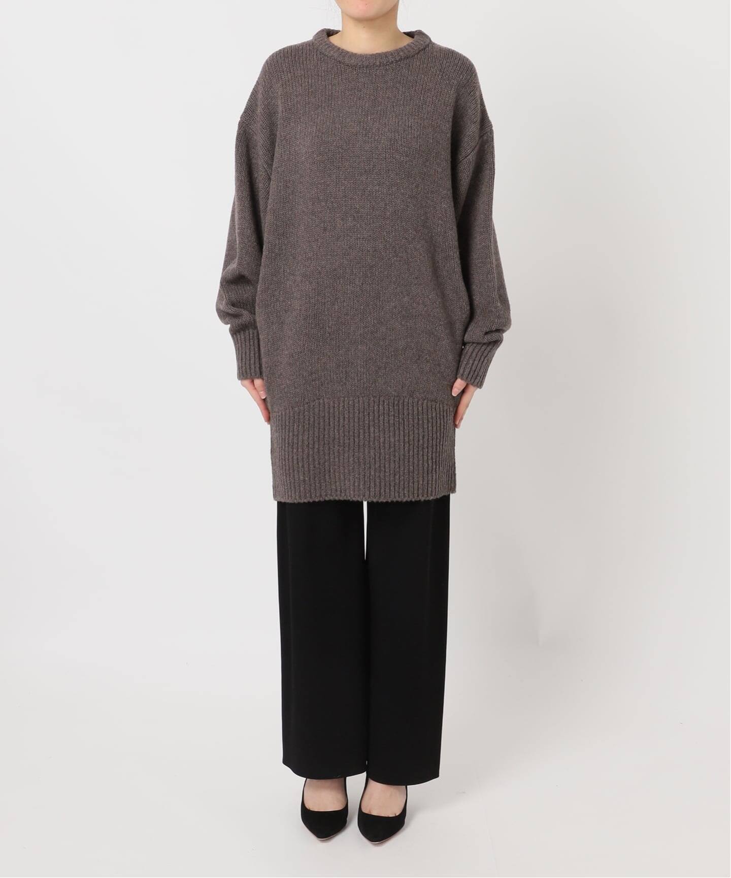 ウールカシミヤクルーネックチュニックニット（ニット／セーター）｜AP