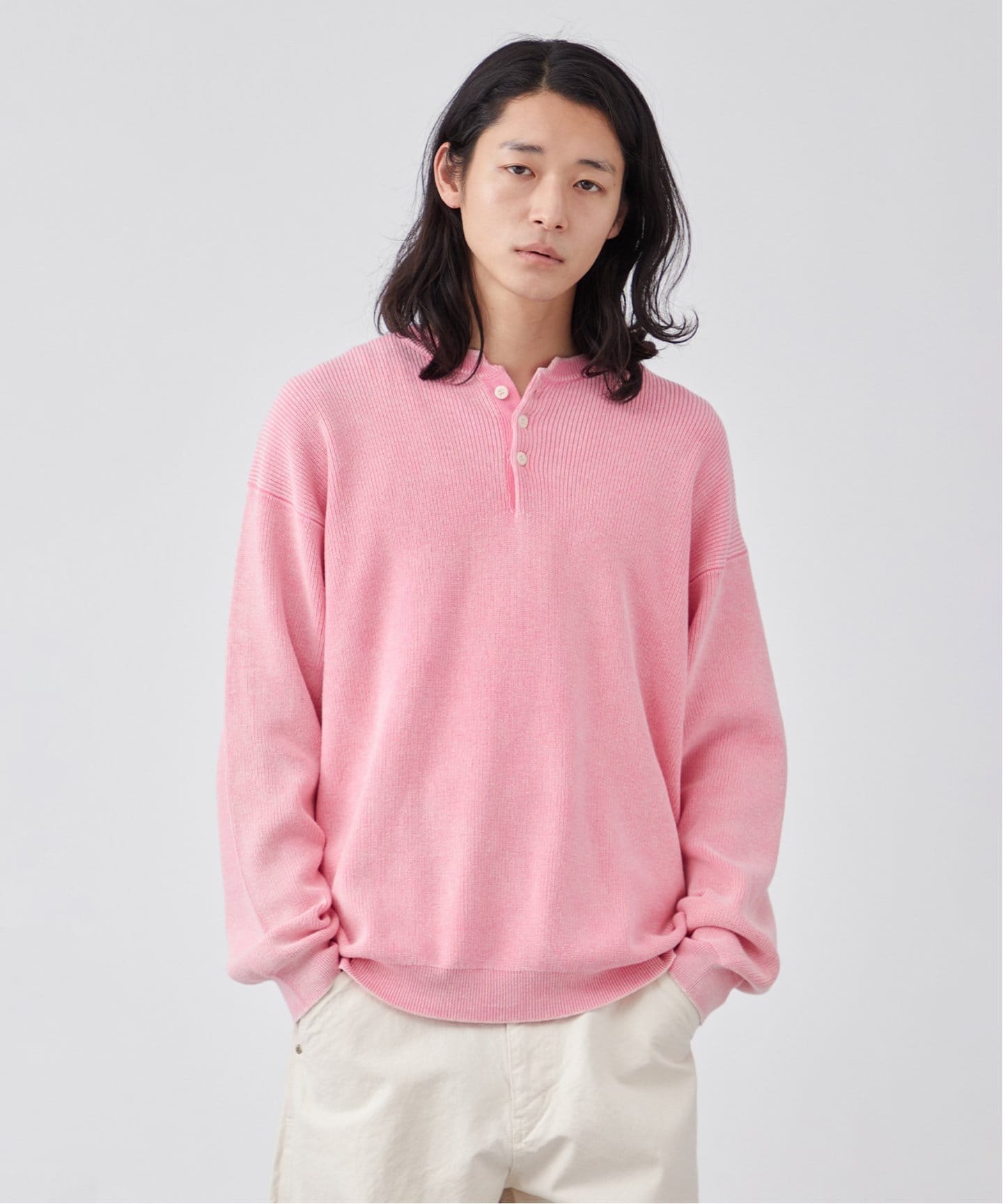 フェード加工 ヘンリーネックニット（ニット／セーター）｜B.C STOCK