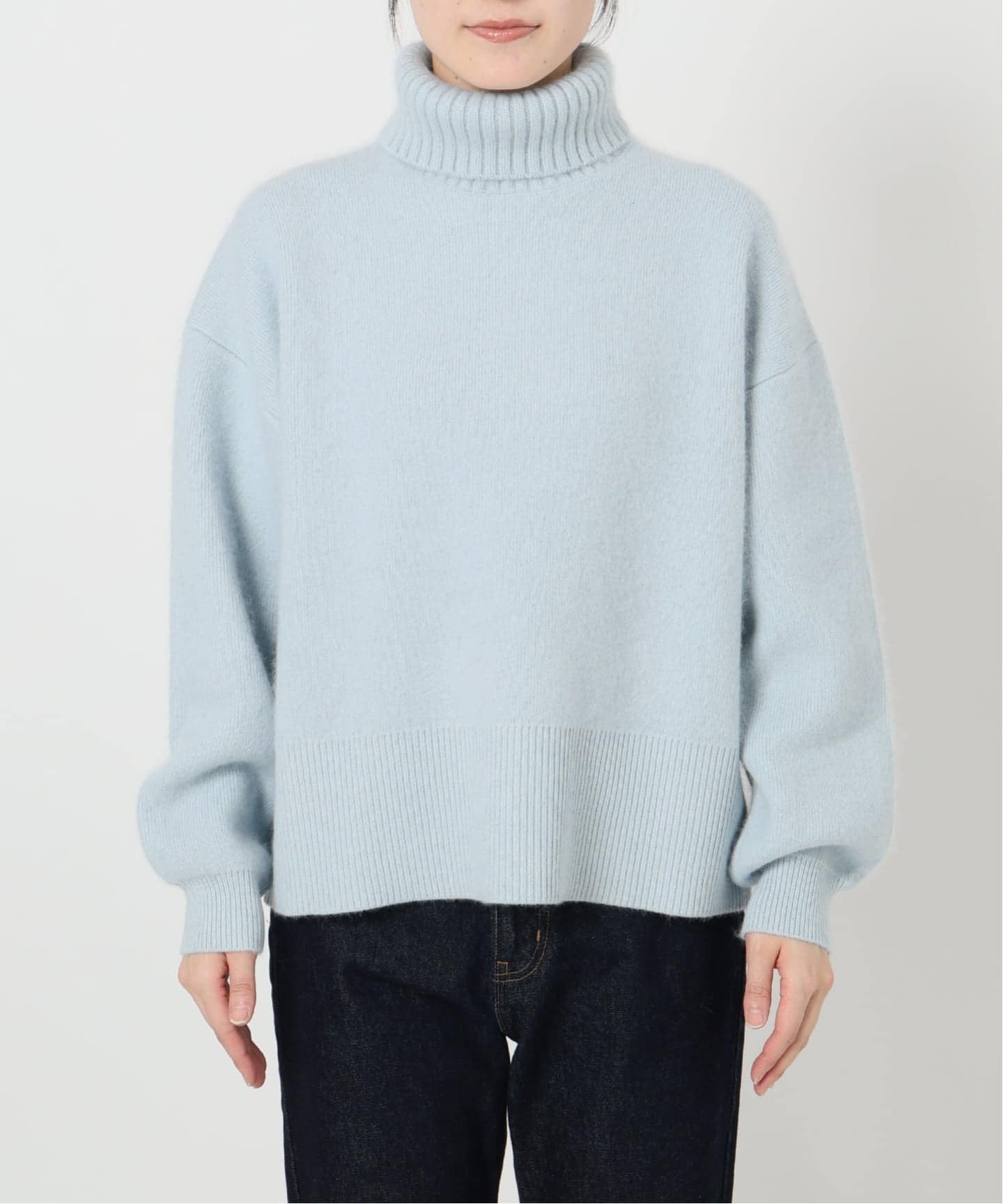 追加》ウォッシャブルファーリーダブルフェイスタートルニット（ニット