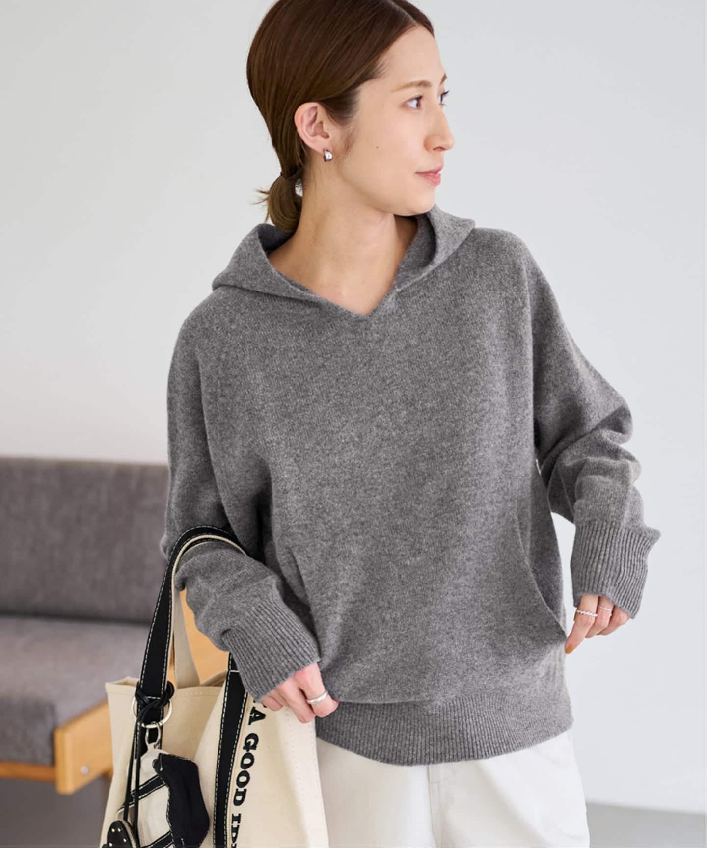 ≪追加≫圧縮ウールフードプルオーバー（ニット／セーター