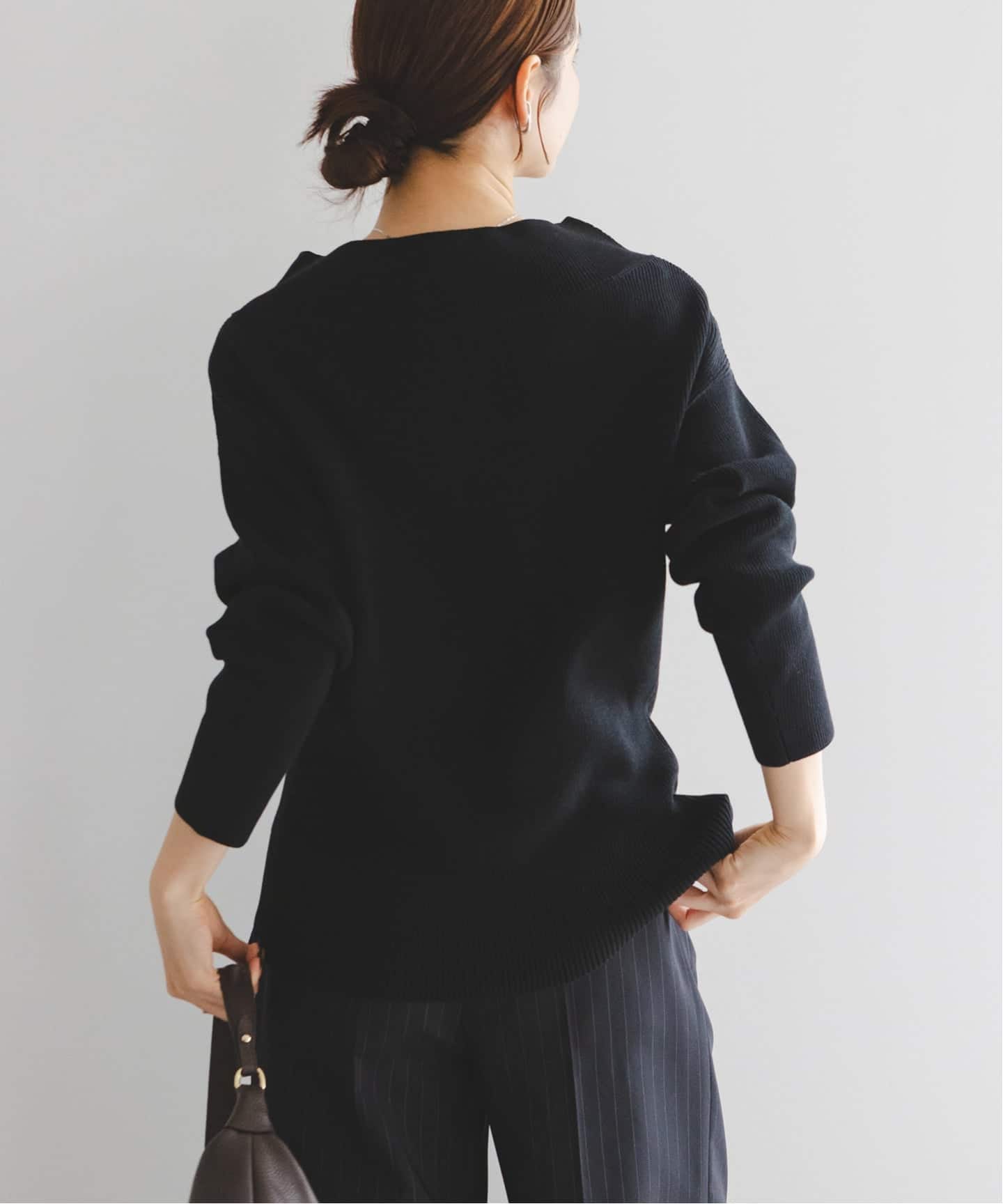 WEB限定追加》フロントジップボートネックニット（ニット／セーター