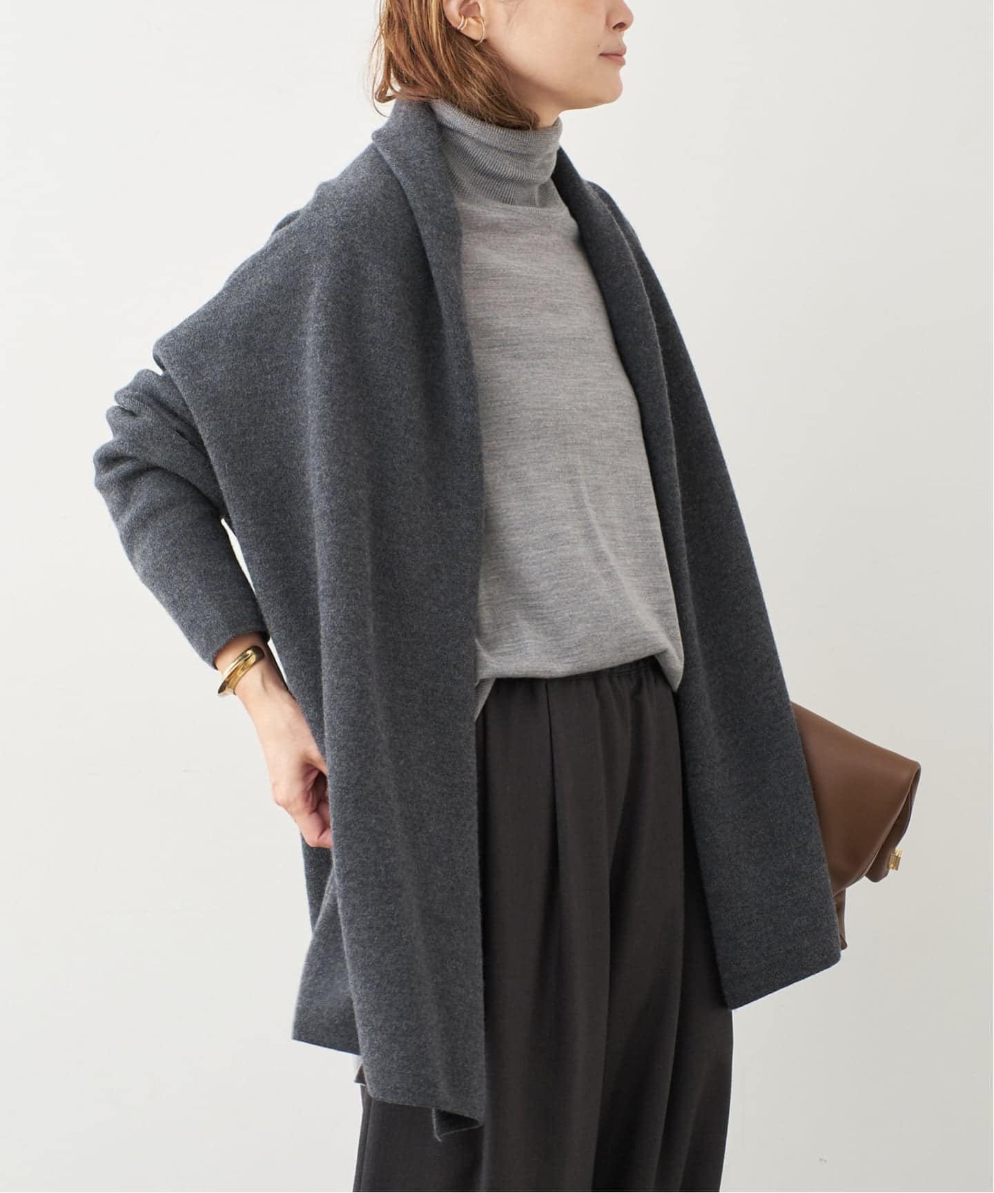 スムース ニットガウン ショートコート（その他ブルゾン／アウター