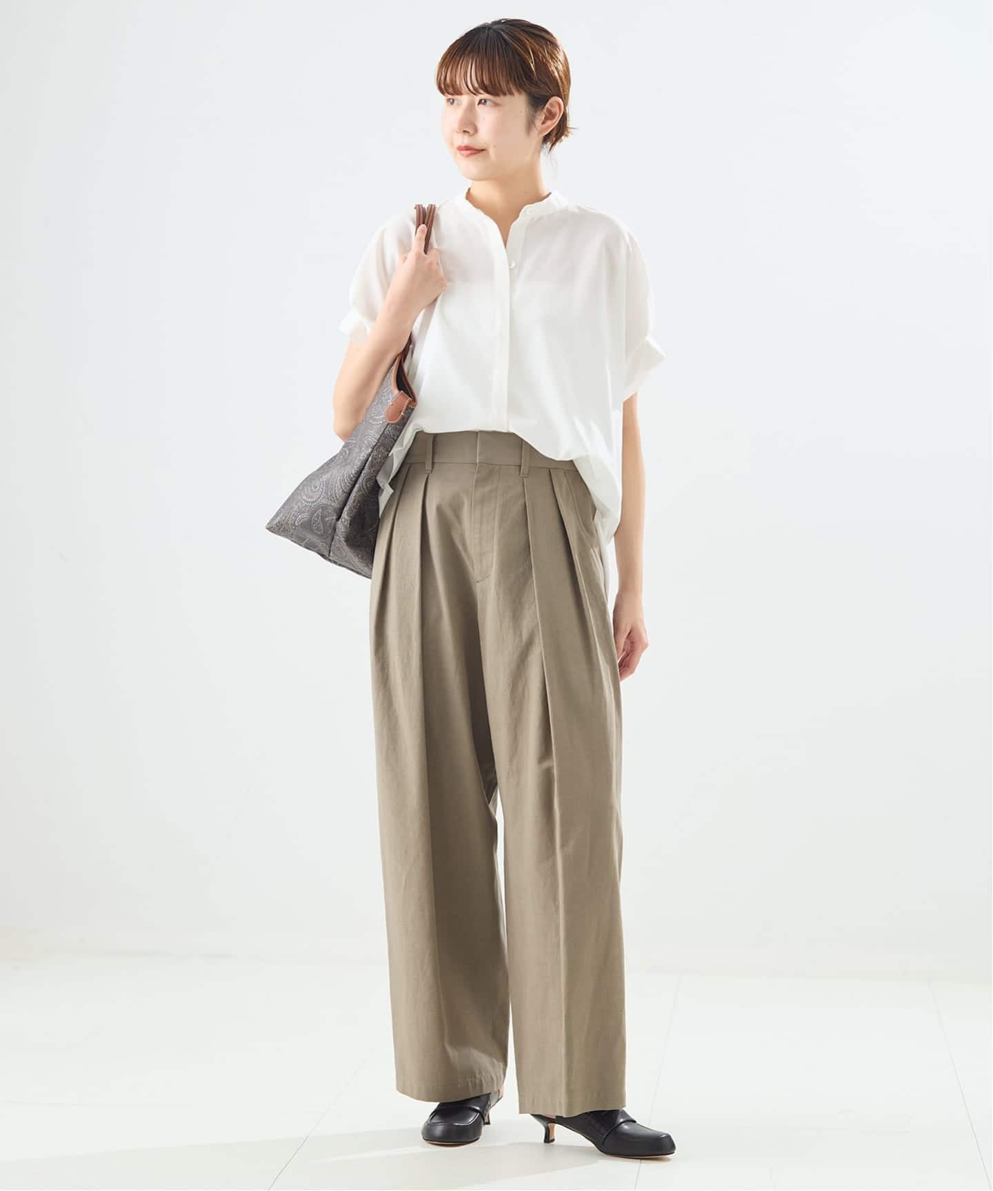 予約》DEVEAUXフラワー&チェック/無地タックスリーブシャツ（シャツ