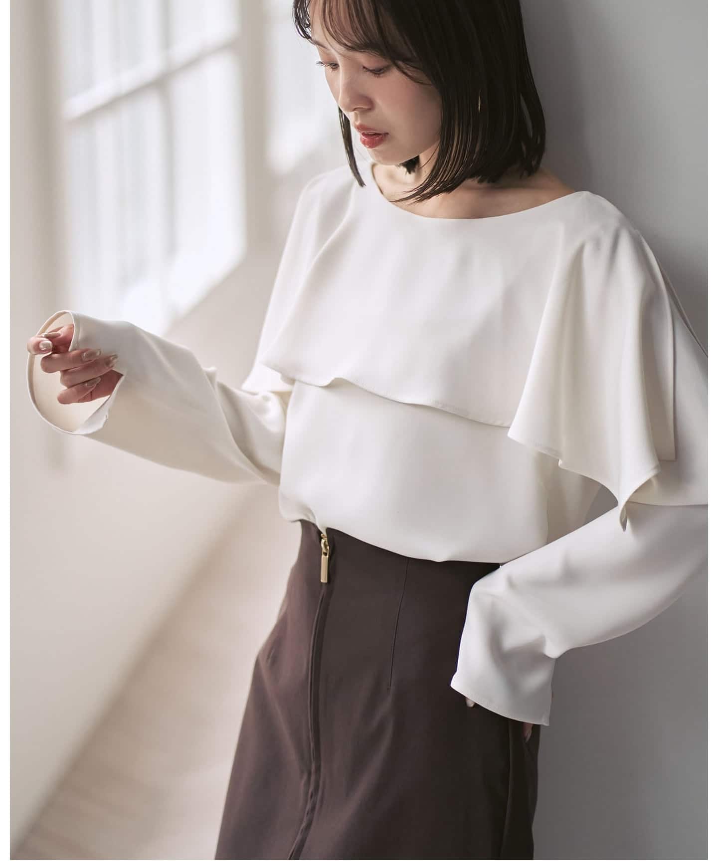 スリットケープブラウス（シャツ／ブラウス）｜NOBLE（ノーブル）の