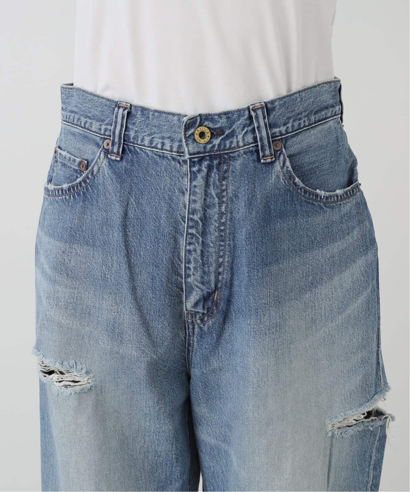 ATTICK BY JOHNBULL/アティック バイ ジョンブル】DAMAGE WIDE デニム