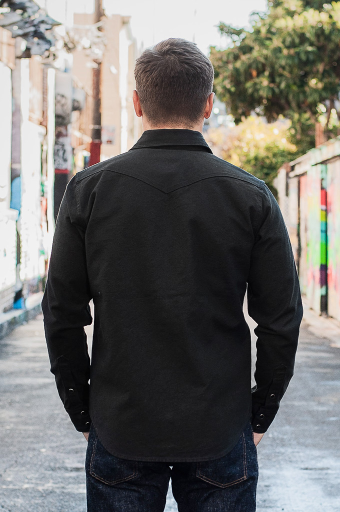 Iron Heart 13oz Military Serge Snap Shirt - Black