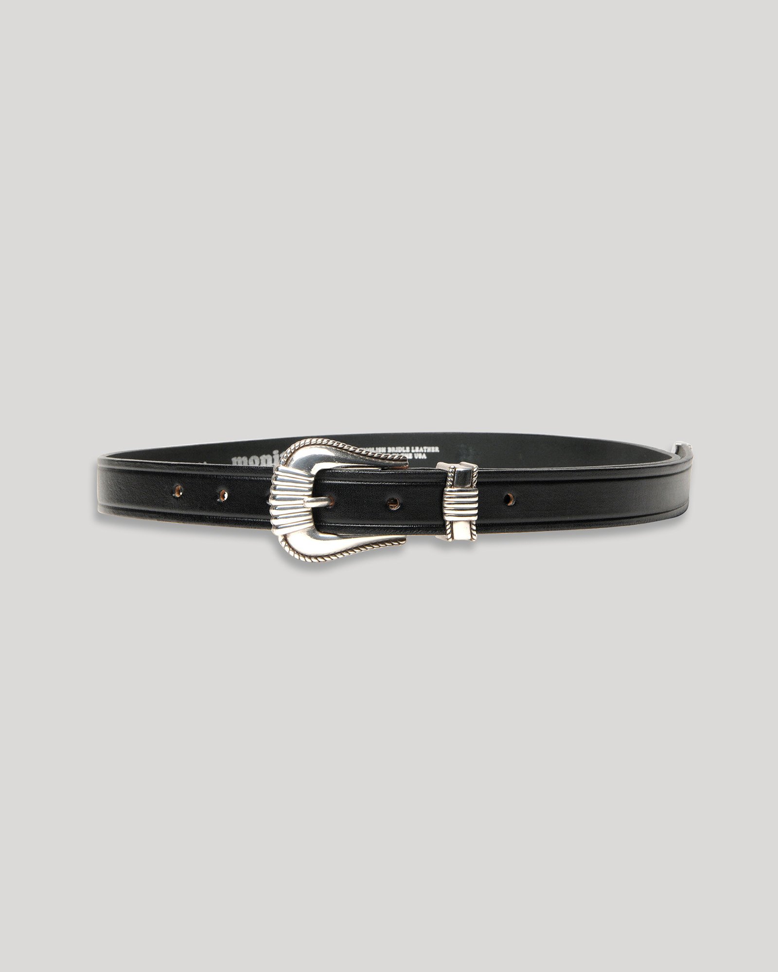 Extended 1” Creased Belt with 3-pc Silver Buckle Set - Black