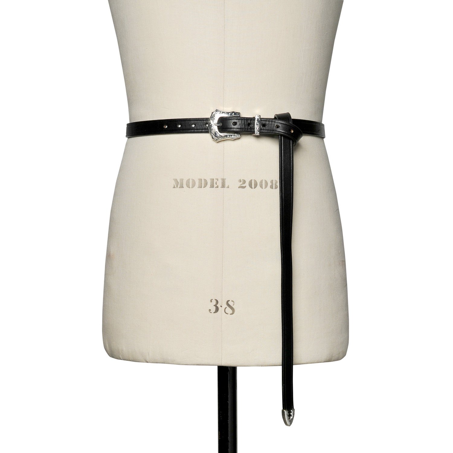 MB04 Extra Long Leather Belt with 3-pc Silver Buckle Set 23SS