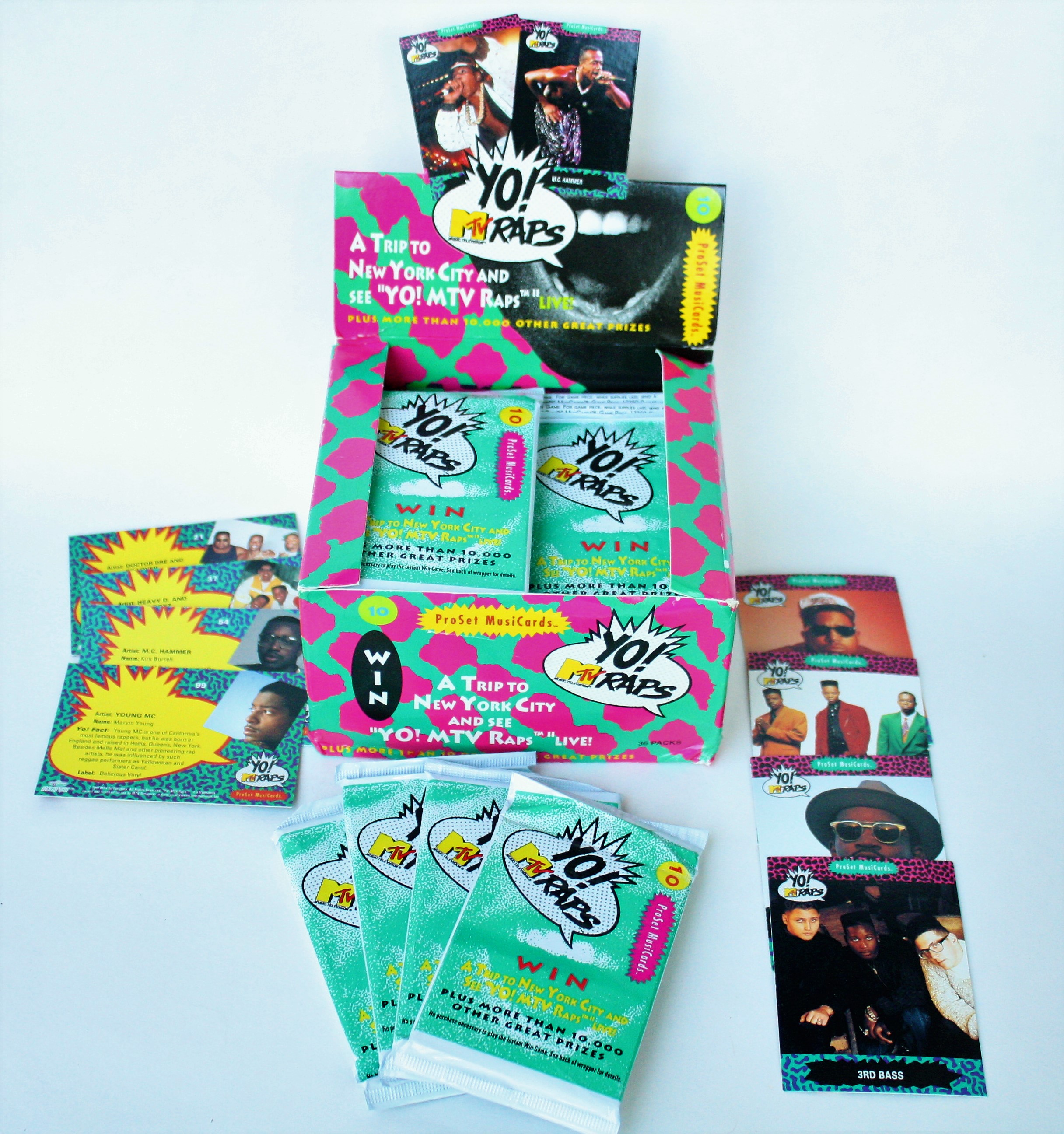 Yo! MTV Raps Trading Cards from 1991. Unopened packs of 10 — True