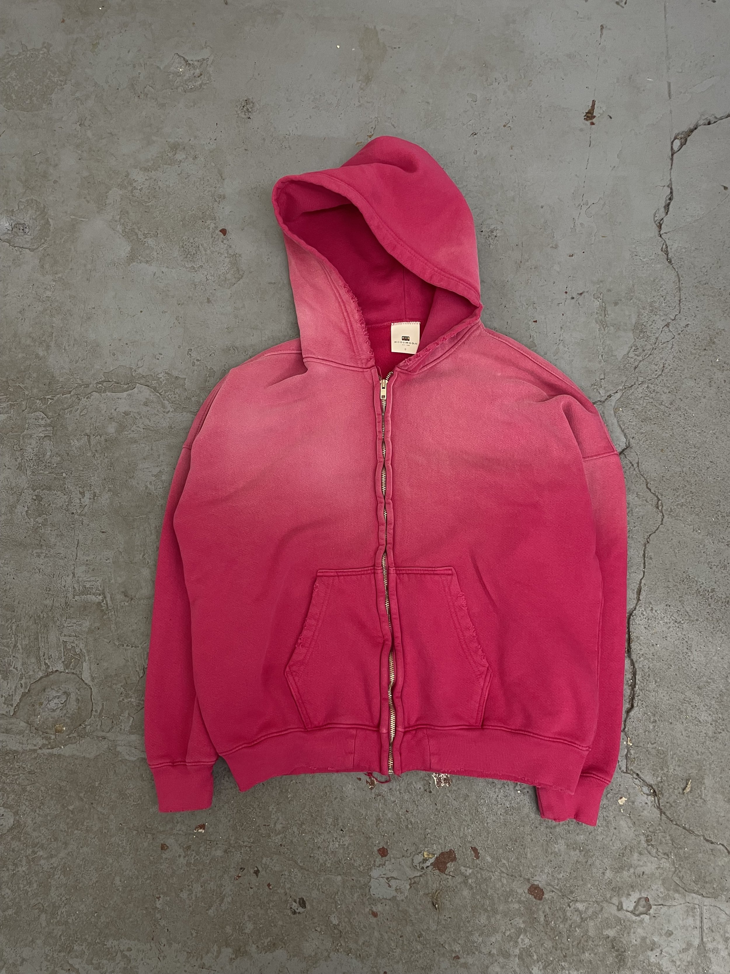 OVERSIZED ZIP UP HOODIE / AGED RED — MOOJIMOOJI