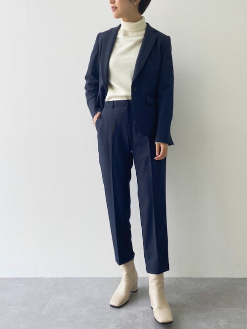 セール】【洗濯機OK・ストレッチ】ウール調9分丈テーパードストレッチ