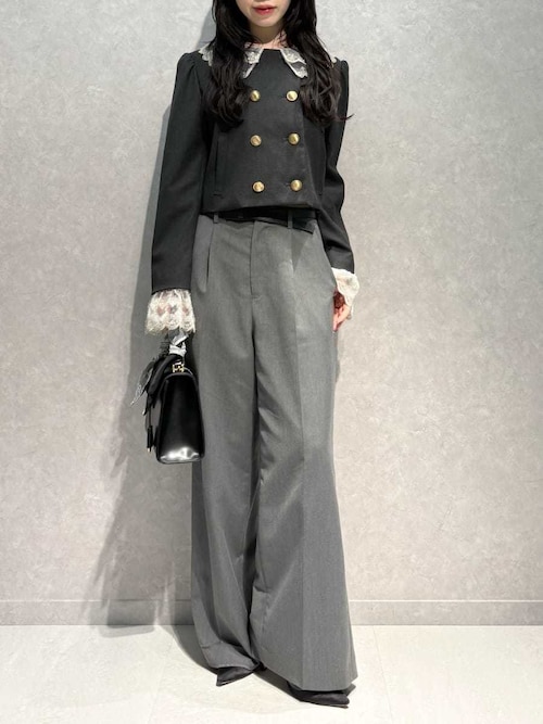 L.B CANDY STOCK]スカラップビジューアタッチドジャケット（テーラード