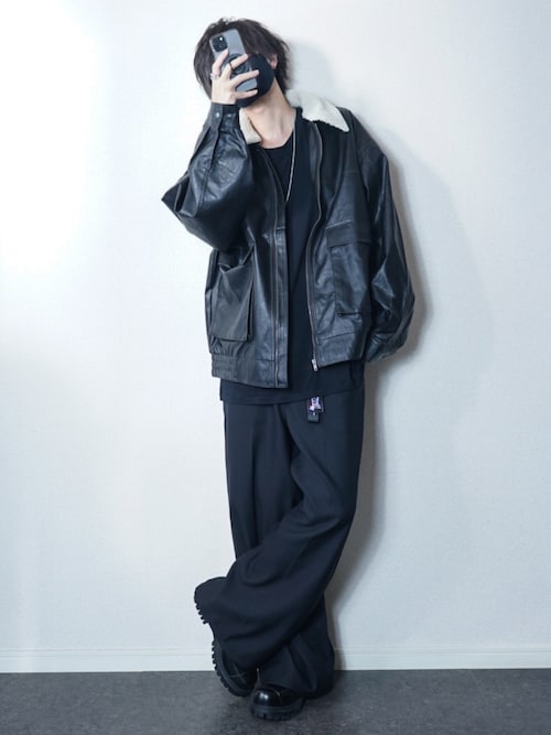 セール】2way PU leather A-2 zip-up/2way ヴィンテージライク PU