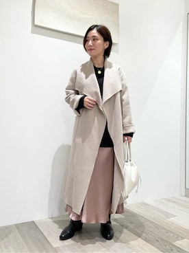 super160リバードレープカラーコートを使った人気ファッション