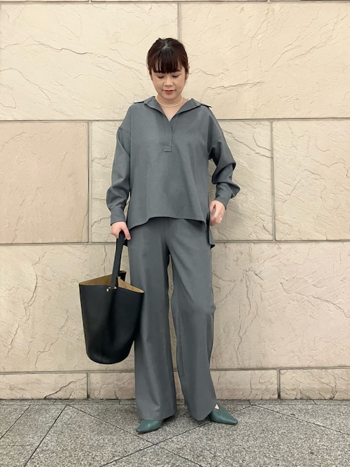 セール】F by ROSSO ウールライクスキッパーシャツ+セミフレアパンツ