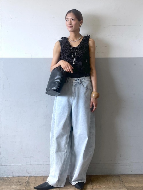 サステナブル】バックタックワイドデニム（デニムパンツ）｜ADAM ET
