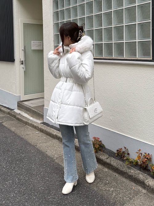 セール】フード付きミドルフェイクダウンコート（その他アウター