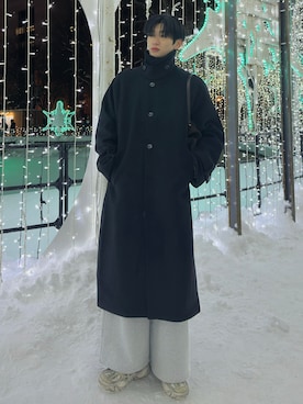 CLEL】Wool Blend Tech Melton Soutien Collar Coat / ウールブレンド