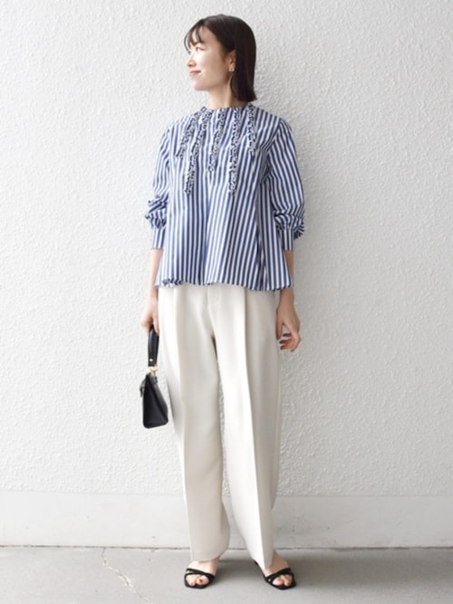 SHIPS any:〈洗濯機可能〉ダブルクロス タック ストレート パンツ