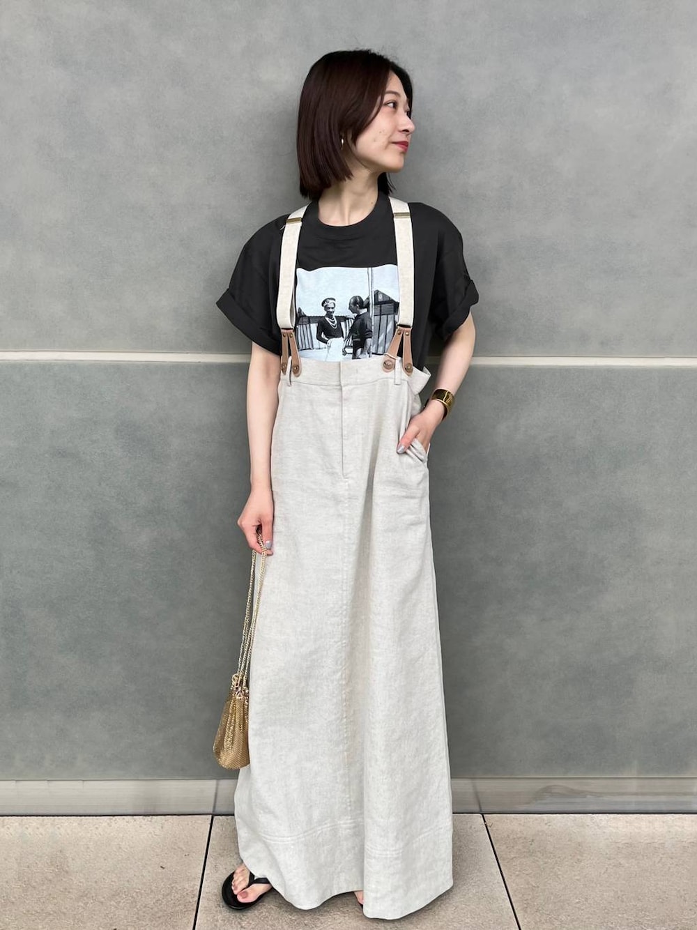 Curensology(カレンソロジー)/リネンサスペンダースカートを使った人気