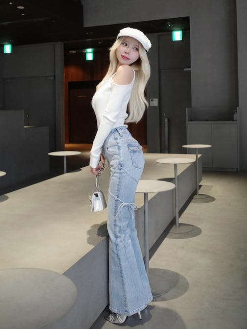 ピコレースハイウエストフレアデニム（デニムパンツ）｜Darich