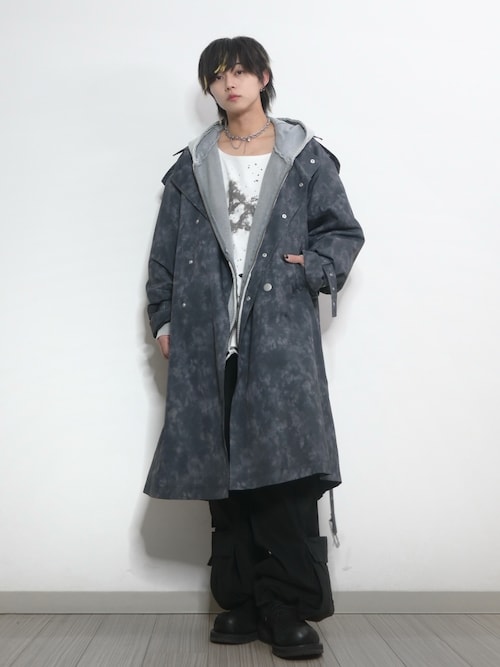 GRANCY】Patterned Long Trench Coat / 総柄ロングトレンチコート