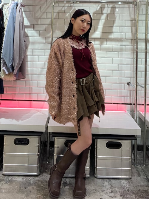 セール】ラメシャギーニットVネックカーディガン（カーディガン/ボレロ