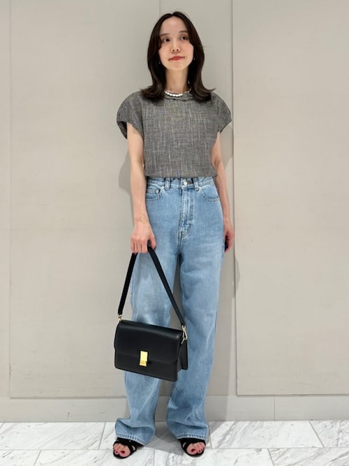 セール】ポリエステルレーヨンカラミ フレンチスリーブブラウス