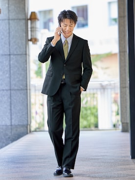 メンズスーツ】洗えるウール混アジャスター付背抜きスーツ（シングル2