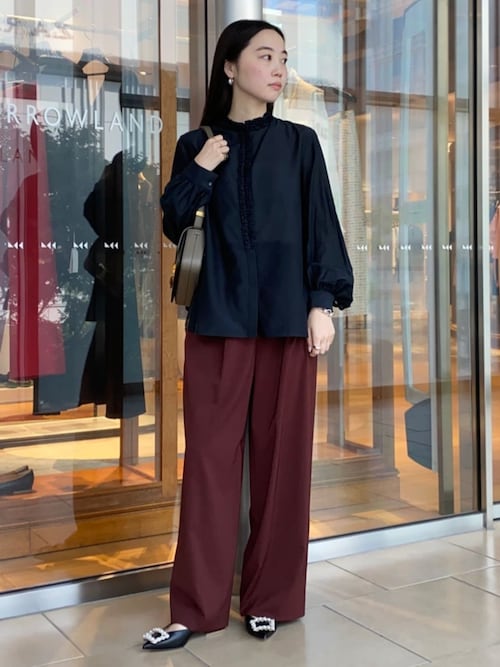 コットンシルクオーガンジー フリルブラウス（シャツ/ブラウス