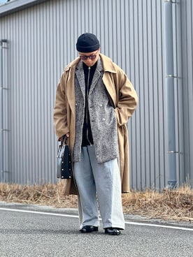 Oversize double breasted stand collar coat / オーバーサイズダブル