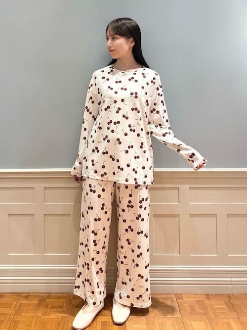 チェリー柄ロンT（ルームウェア/パジャマ）｜gelato pique（ジェラート