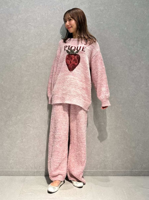 セール】メランジストロベリージャガードプルオーバー（ルームウェア