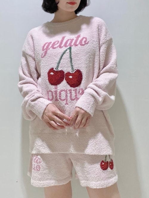 ジェラートピケ チェリージャガードプルオーバー&リブフレアショート