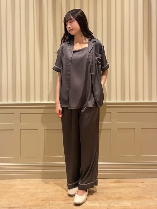 セール】接触冷感サテンラインシャツ（ルームウェア/パジャマ